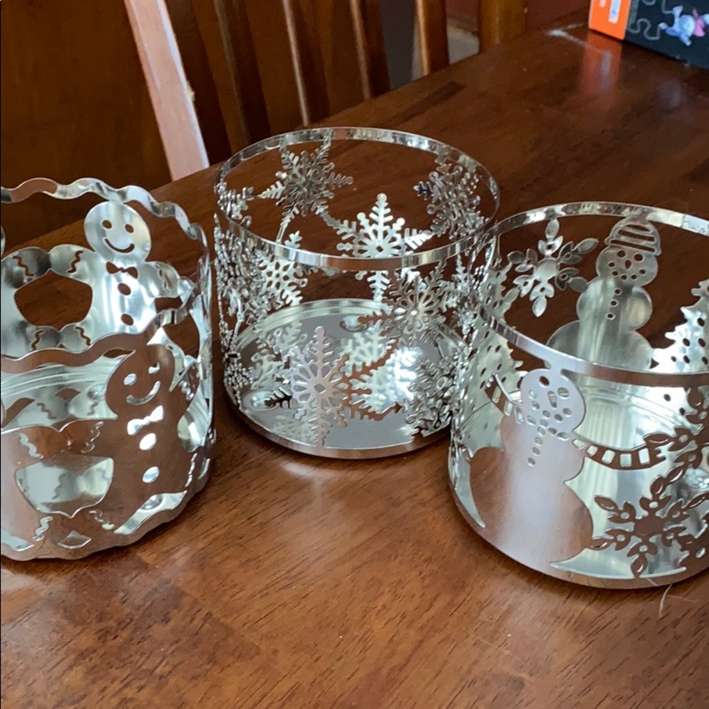 Set of 3 holiday Christmas candle holders